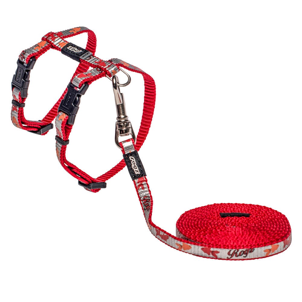 rogz Geschirr ​& Leine ReflectoCat rot, Halsumfang 20-30cm (1 Stk)