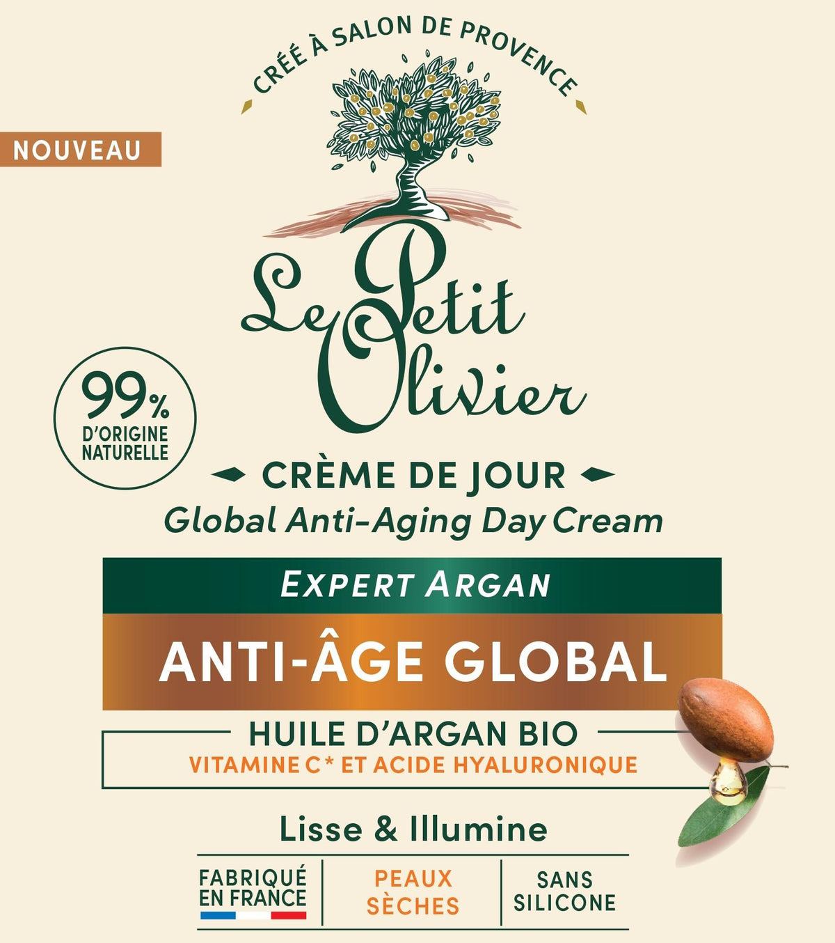 Le Petit Olivier Crème de Jour Anti-Âge Argan (50ml)
