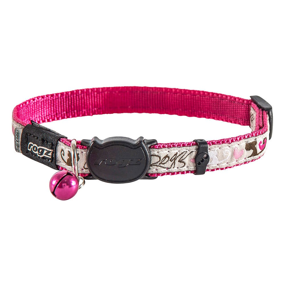 rogz FancyCat Katzenhalsband silber/pink, Halsumfang 20-31cm (1 Stk)