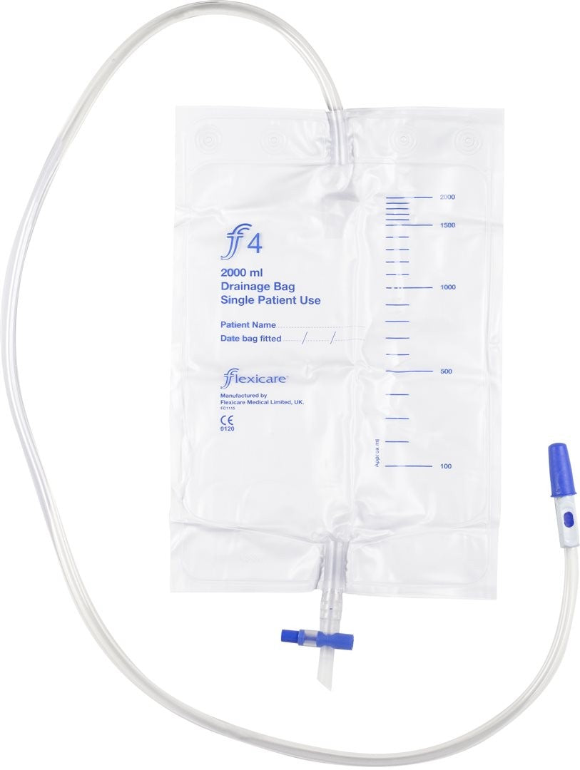 Flexicare Urinbeutel 2l, 100cm Ablauf, Rücklaufventil, unsteril (10 Stk)