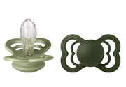BIBS Supreme Schnuller, Silicone, Symmetrisch, 0-6 Monate, Sage/Hunter Green (2 Stk)