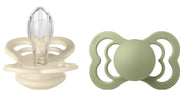 BIBS Supreme Schnuller, Silicone, Symmetrisch, 0-6 Monate, Ivory/Sage (2 Stk)