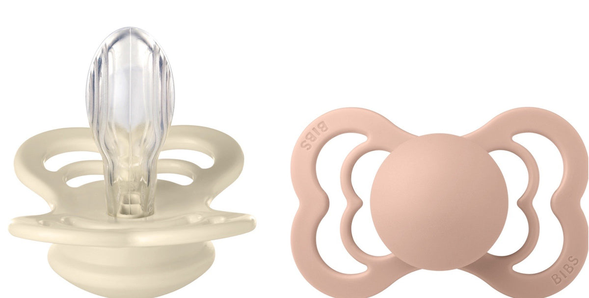 BIBS Supreme Schnuller, Silicone, Symmetrisch, 6-12 Monate, Ivory/Blush (2 Stk)