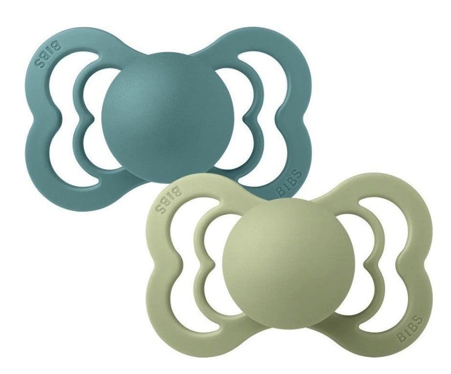 BIBS Supreme Schnuller, Silicone, Symmetrisch, 6-12 Monate, Island Sea/Sage (2 Stk)