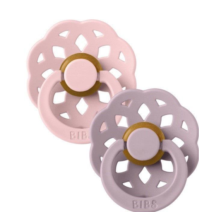 BIBS Boheme Schnuller, Latex, Rund, 0-6 Monate, Blossom/Dusky Lilac (2 Stk)