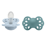 BIBS Infinity Schnuller, Silicone, Symmetrisch, 0-6 Monate, Baby Blue/Island Sea (2 Stk)