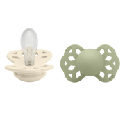 BIBS Infinity Schnuller, Silicone, Symmetrisch, 6-12 Monate, Ivory/Sage (2 Stk)