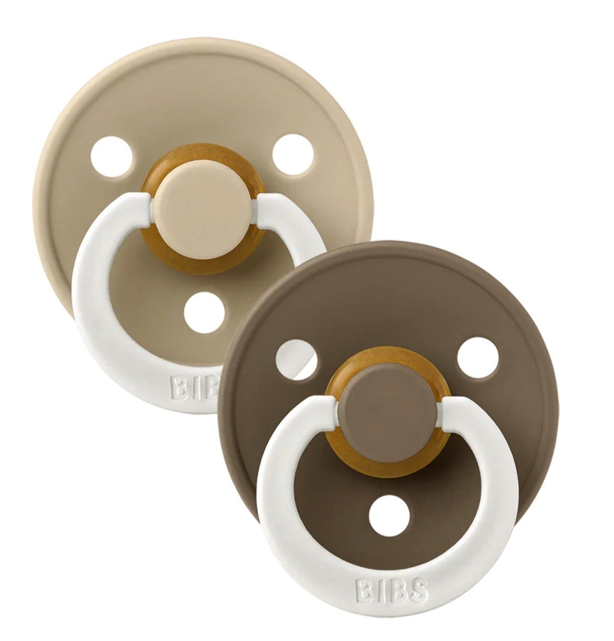 BIBS Colour Schnuller, Latex, Rund, 6-12 Monate, Vanilla GLOW/Dark Oak GLOW (2 Stk)