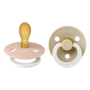 BIBS Colour Schnuller, Latex, Symmetrisch, 0-6 Monate, Blush GLOW/Vanilla GLOW (2 Stk)