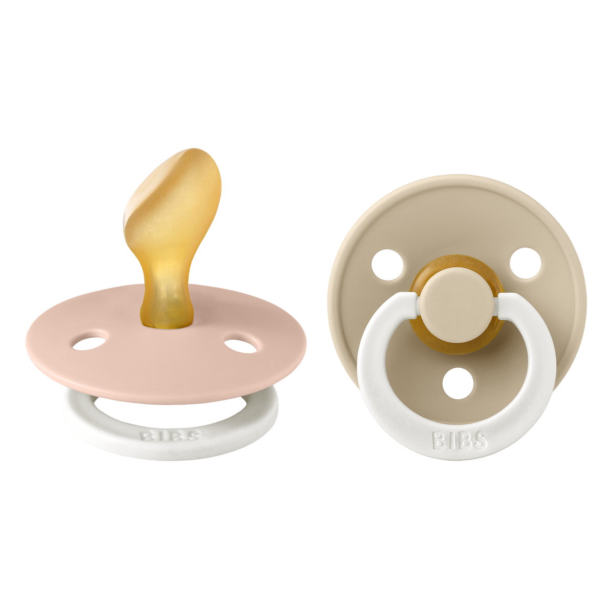 BIBS Colour Schnuller, Latex, Anatomisch, 0-6 Monate, Blush GLOW/Vanilla GLOW (2 Stk)