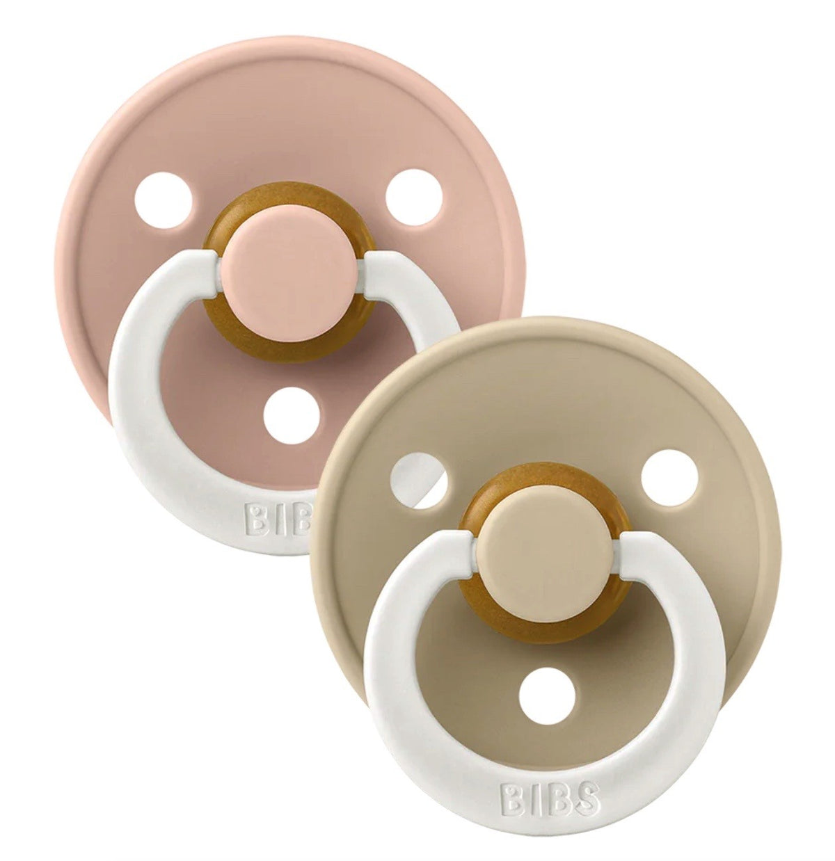 BIBS Colour Schnuller, Latex, Anatomisch, 6-12 Monate, Blush GLOW/Vanilla GLOW (2 Stk)