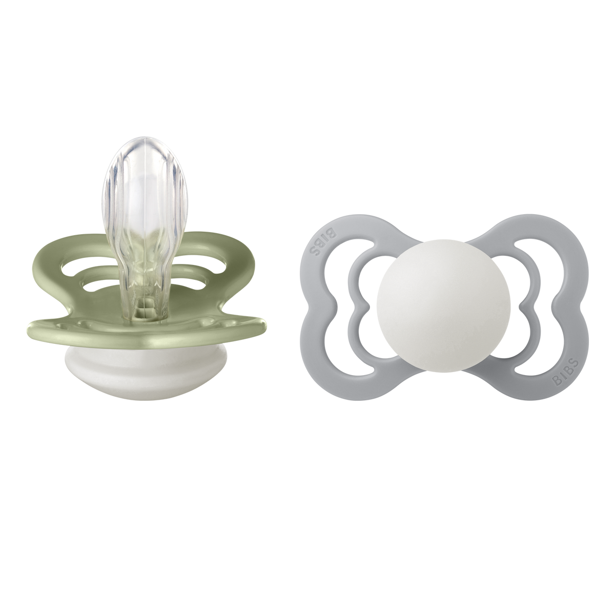 BIBS Supreme Schnuller, Silicone, Symmetrisch, 6-12 Monate, Sage GLOW/Glow GLOW (2 Stk)