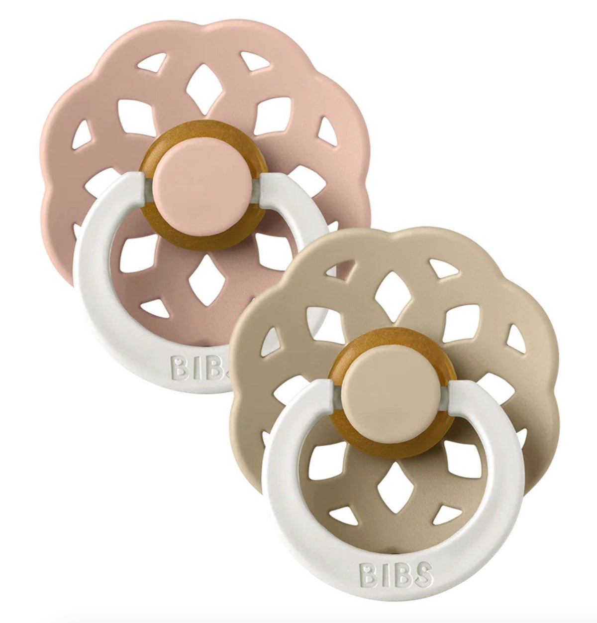 BIBS Boheme Schnuller, Latex, Rund, 0-6 Monate, Blush GLOW/Vanilla GLOW (2 Stk)