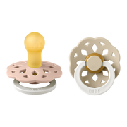 BIBS Boheme Schnuller, Latex, Rund, 0-6 Monate, Blush GLOW/Vanilla GLOW (2 Stk)