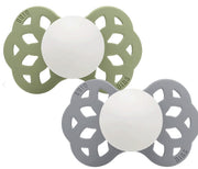 BIBS Infinity Schnuller, Silicone, Symmetrisch, 0-6 Monate, Sage GLOW/Cloud GLOW (2 Stk)