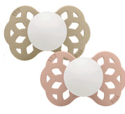 BIBS Infinity Schnuller, Silicone, Symmetrisch, 6-12 Monate, Vanilla GLOW/Blush GLOW (2 Stk)