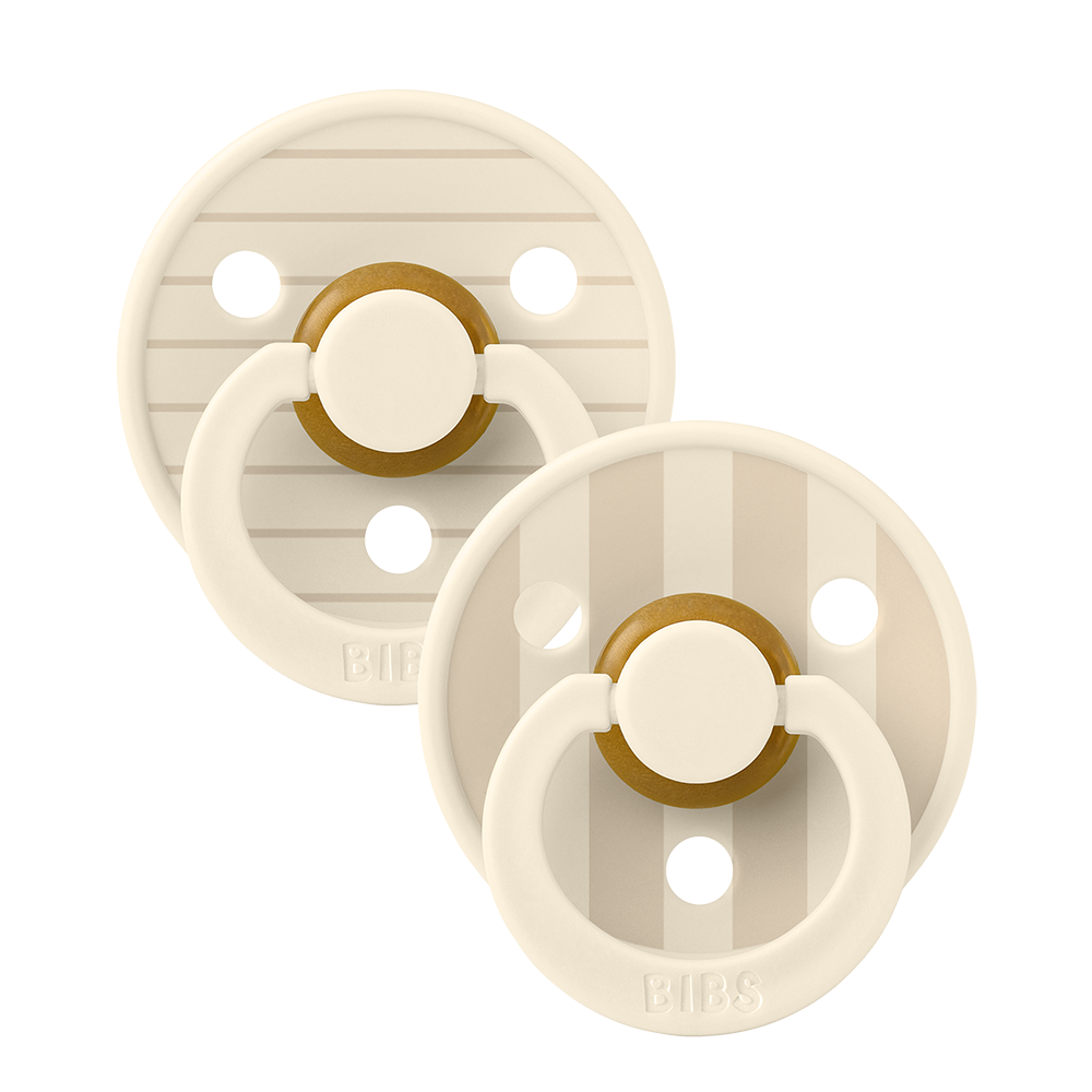 BIBS Studio Colour Schnuller, Latex, Rund, 0-6 Monate, Pin Ivory Vanilla Mix (2 Stk)