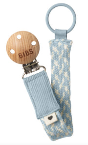 BIBS Schnuller Clip Braided Baby Blue/Ivory (1 Stk)