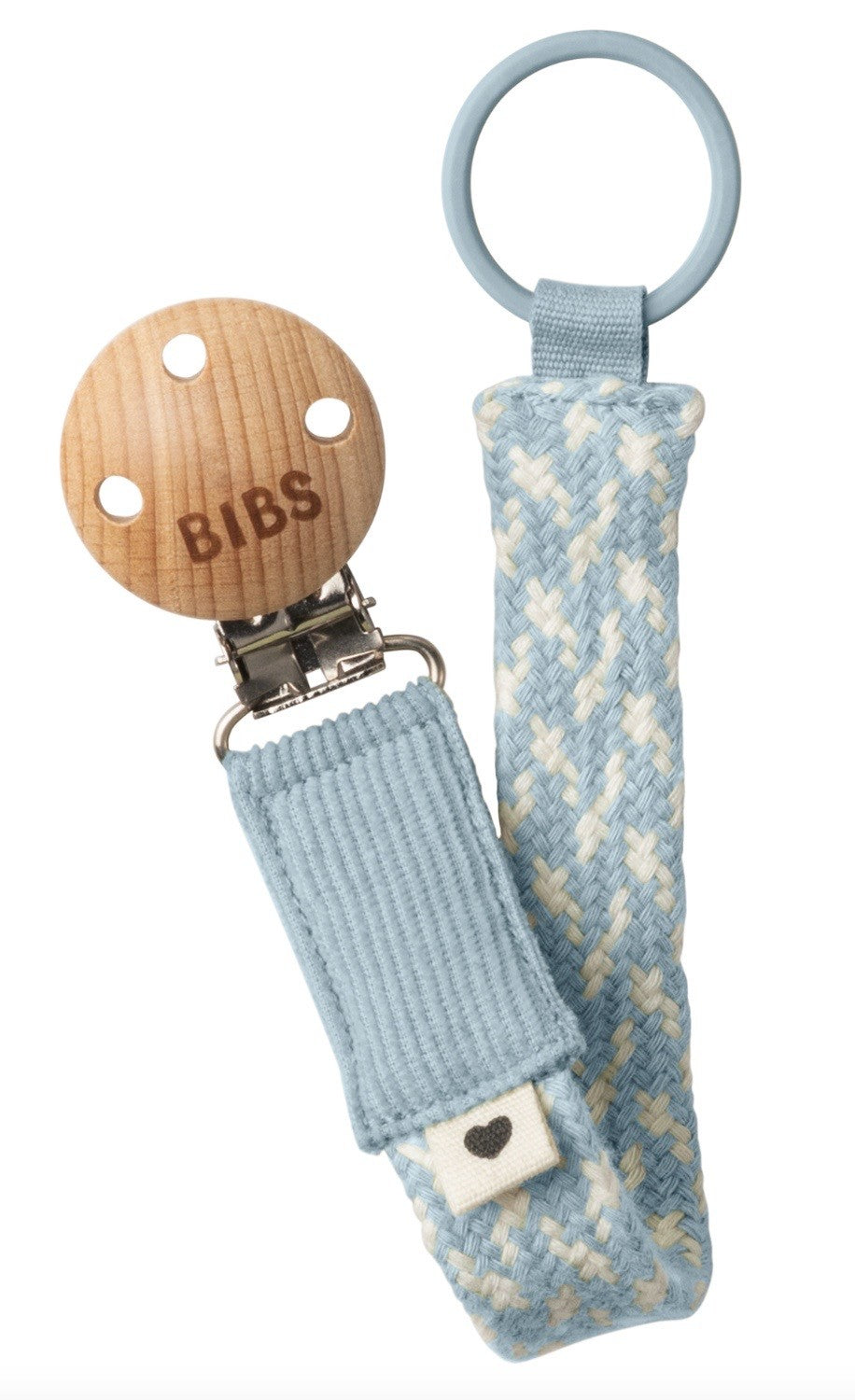 BIBS Schnuller Clip Braided Baby Blue/Ivory (1 Stk)