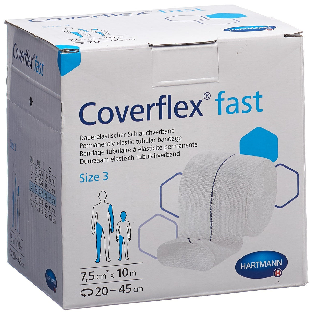Coverflex fast Schlauchverband Gr. 3 blau, 7.5cmx10m (1 Stk)