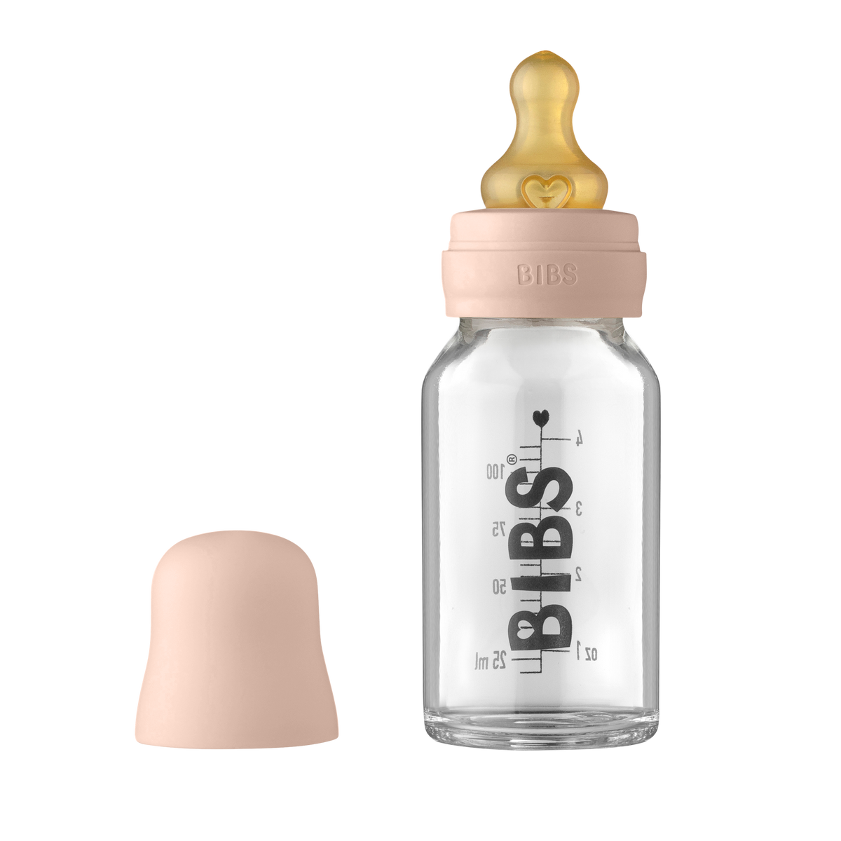 BIBS Anti Kolik Glasflasche Latex 110ml Blush (1 Stk)
