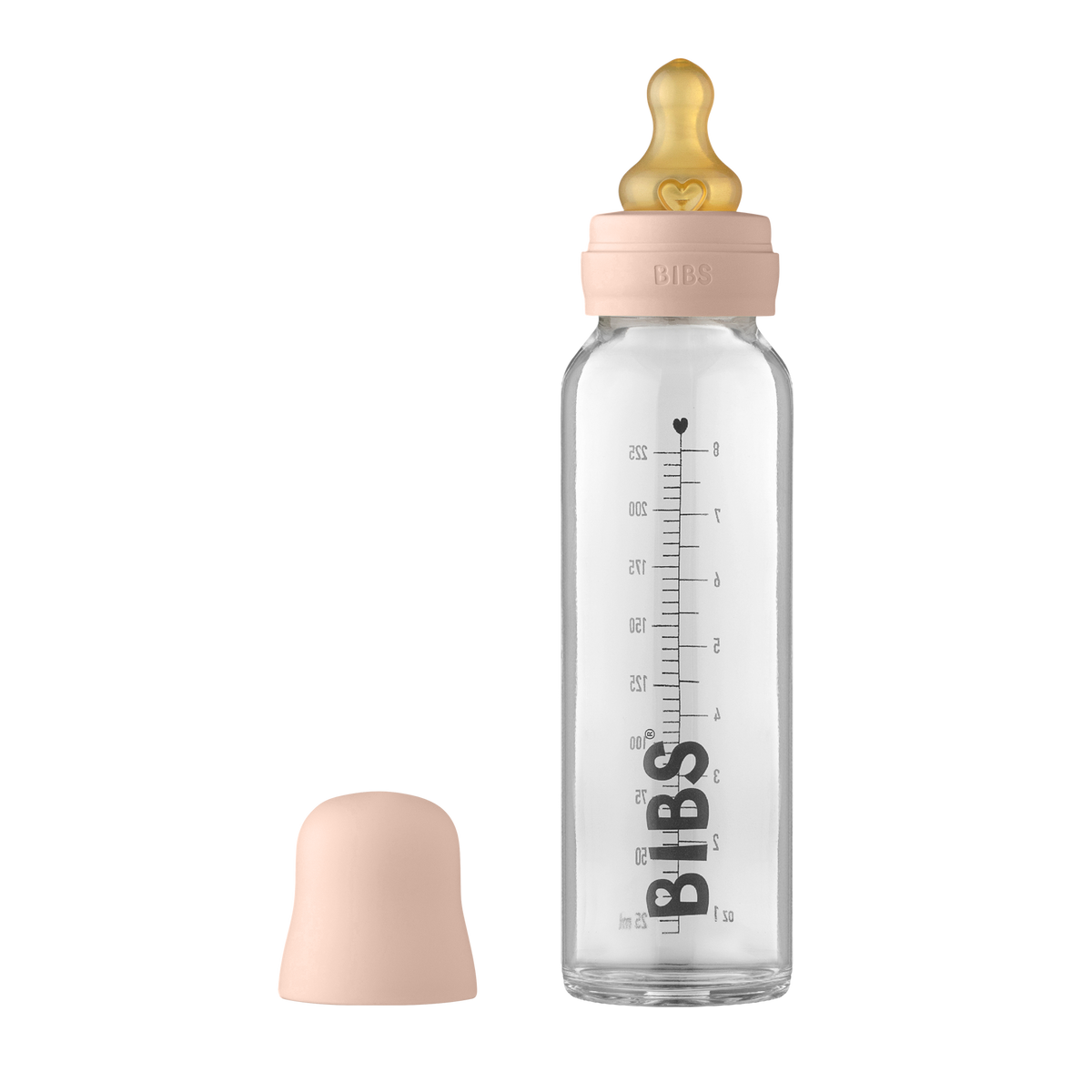 BIBS Anti Kolik Glasflasche Latex 225ml Blush (1 Stk)