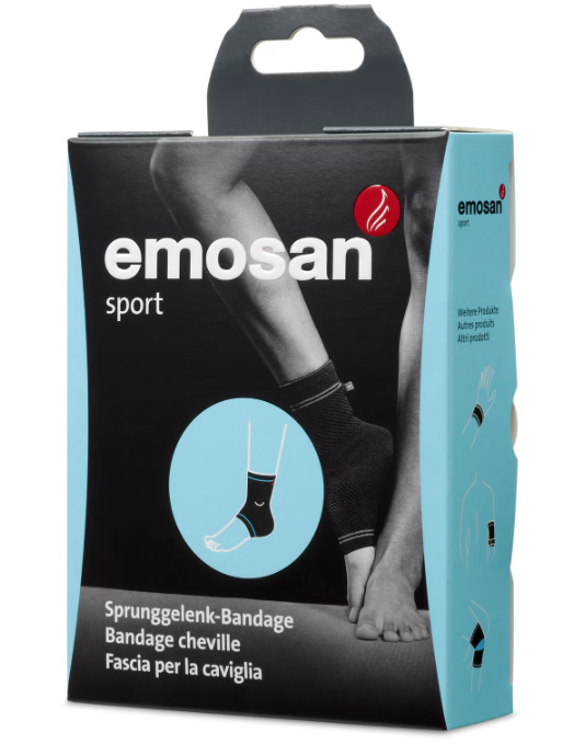 Emosan Sport Sprunggelenk-Bandage S, Umfang Sprunggelenk 20-22cm (1 Stk)
