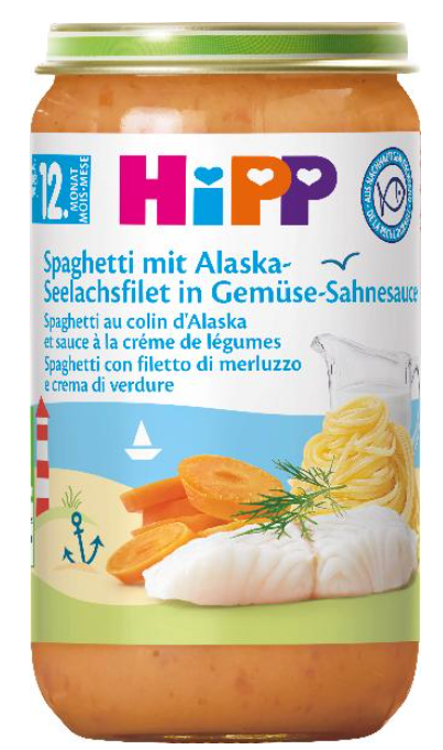 Hipp Spaghetti mit Alaska-Seelachsfilet in Gemüse-Sahnesauce (250g)