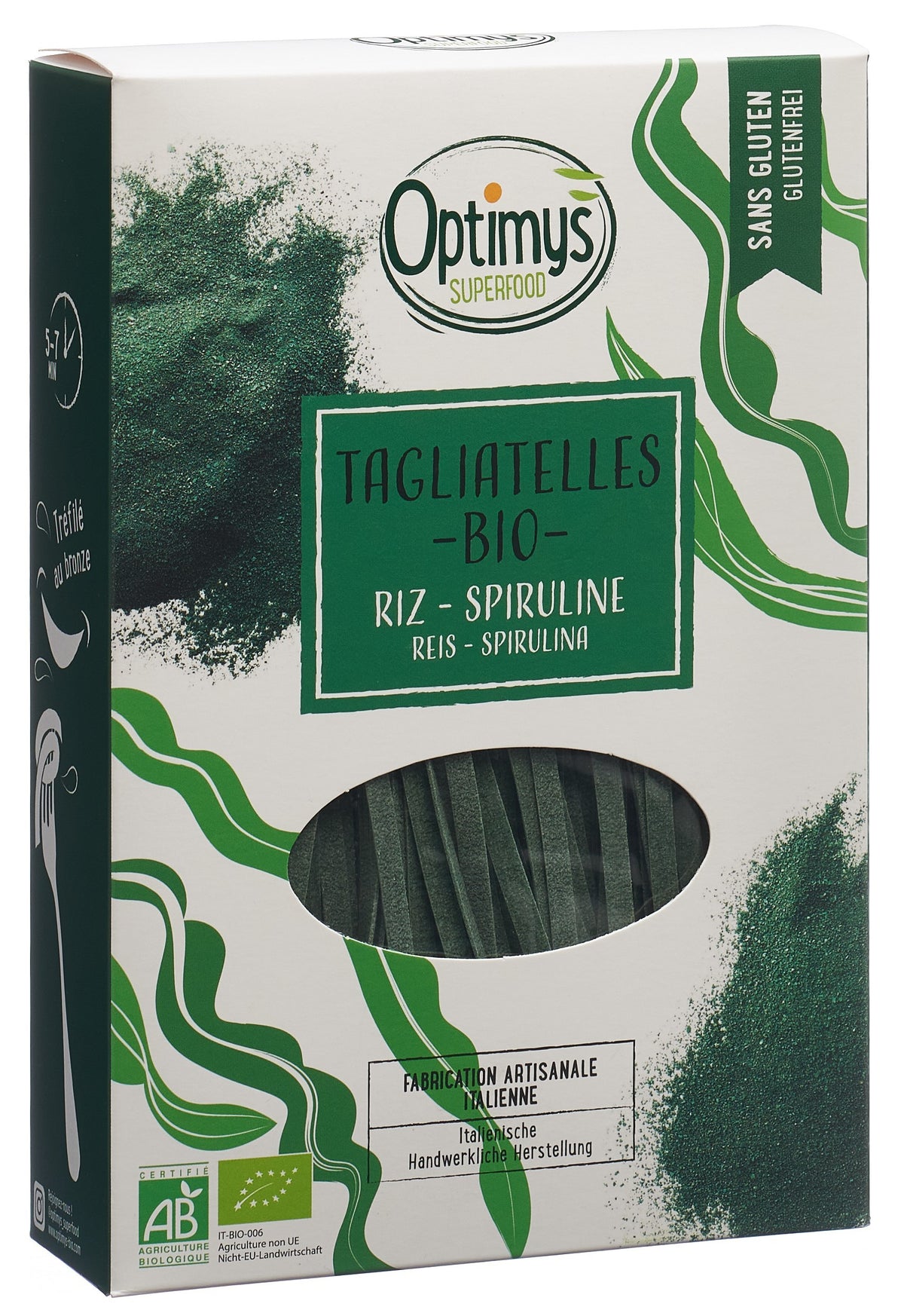OPTIMYS Tagliatelle Spirulina Bio glutenfrei (250g)