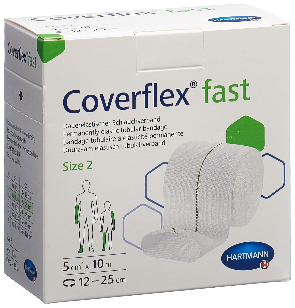 Coverflex fast Schlauchverband Grösse 2, grün, 5cmx10m (1 Stk)