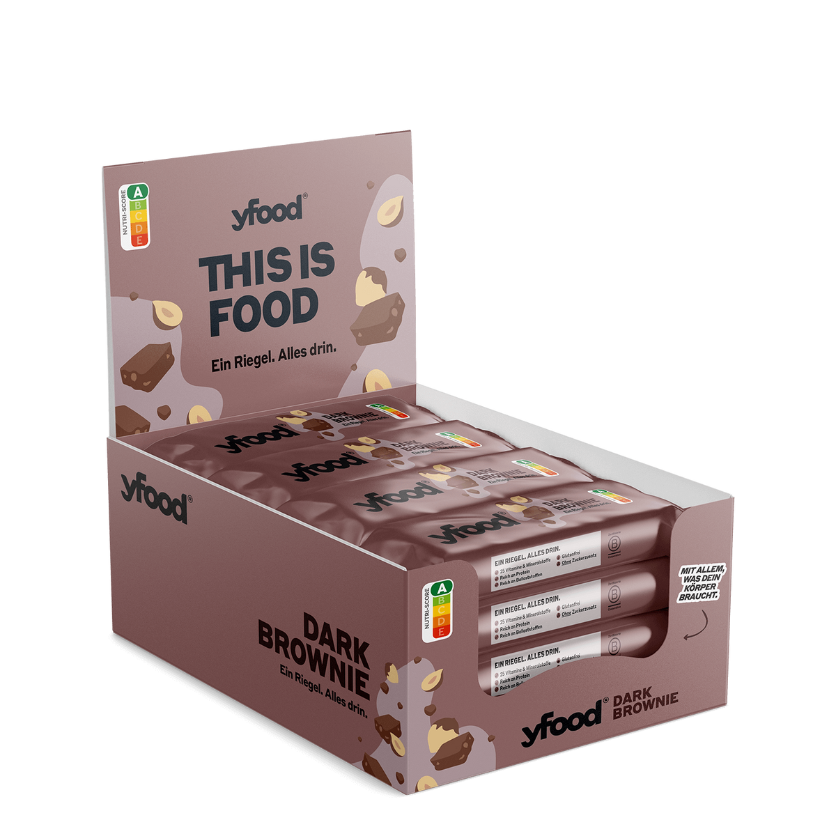 YFood Classic Riegel Brownie & Roasted Nuts (12x60g)