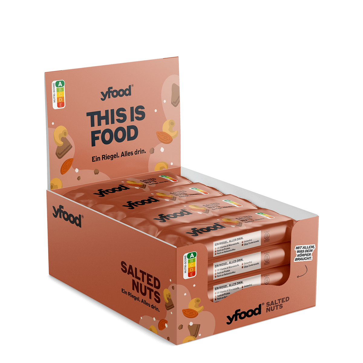 YFood Classic Riegel Salted Nuts & Chocolate (12x60g)