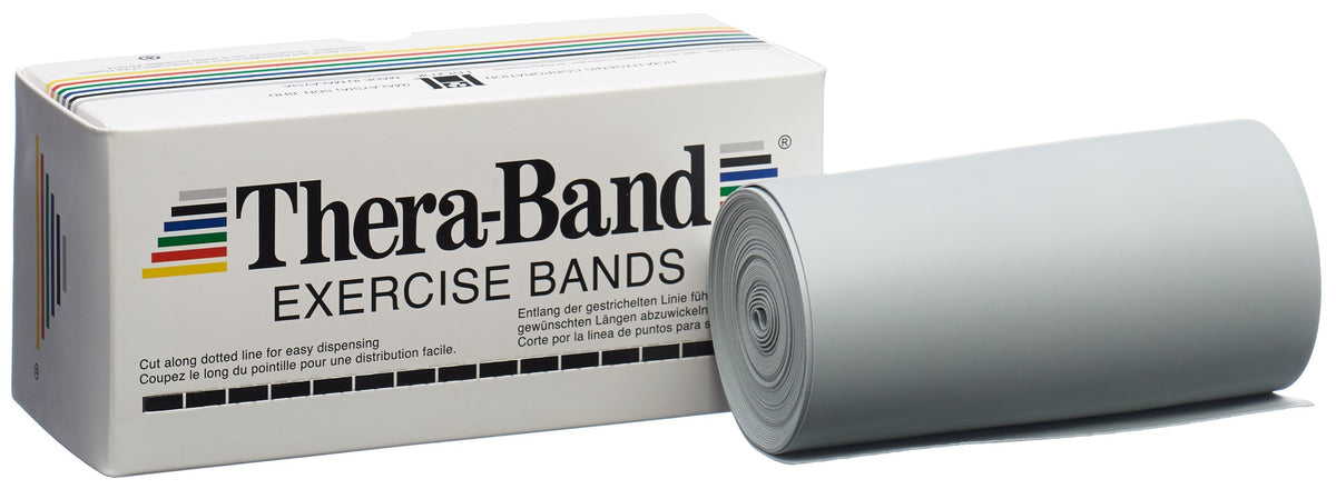 Theraband Übungsband silber, extra stark, 5.50mx12.7cm (1 Stk)