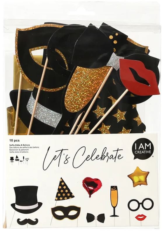 I AM CREATIVE Glitter selfie sticks (10-teilig)