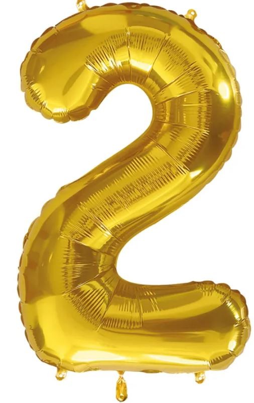 I AM CREATIVE Folienballon, Zahl 2, 85cm, gold (1 Stk)