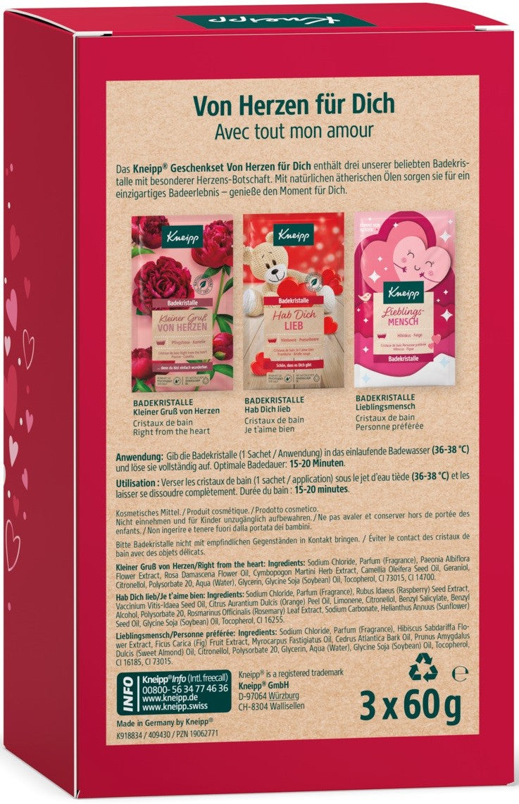 Kneipp Geschenkset Von Herzen FÜR DICH, Badekristalle (3x60g)