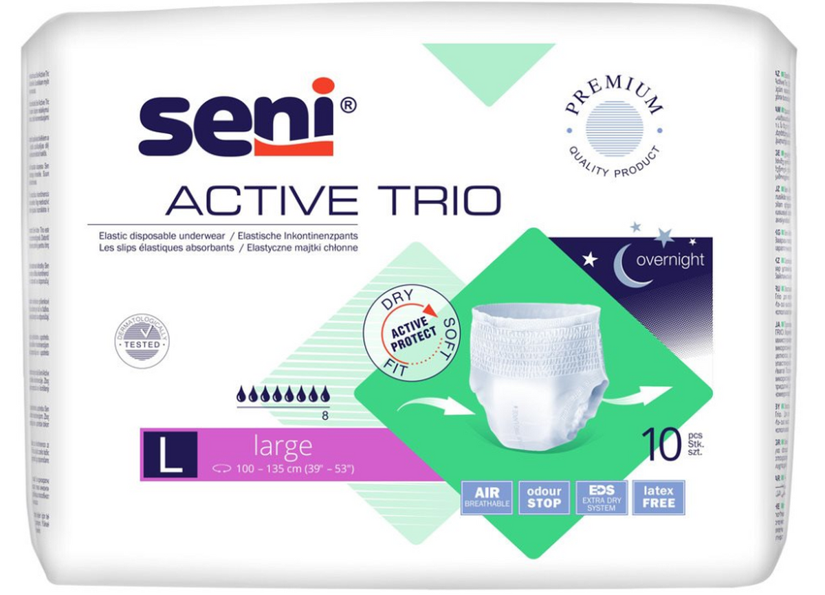 Seni Active Trio Inkontinenzslip Grösse L, Hüftumfang 100-135cm (10 Stk)