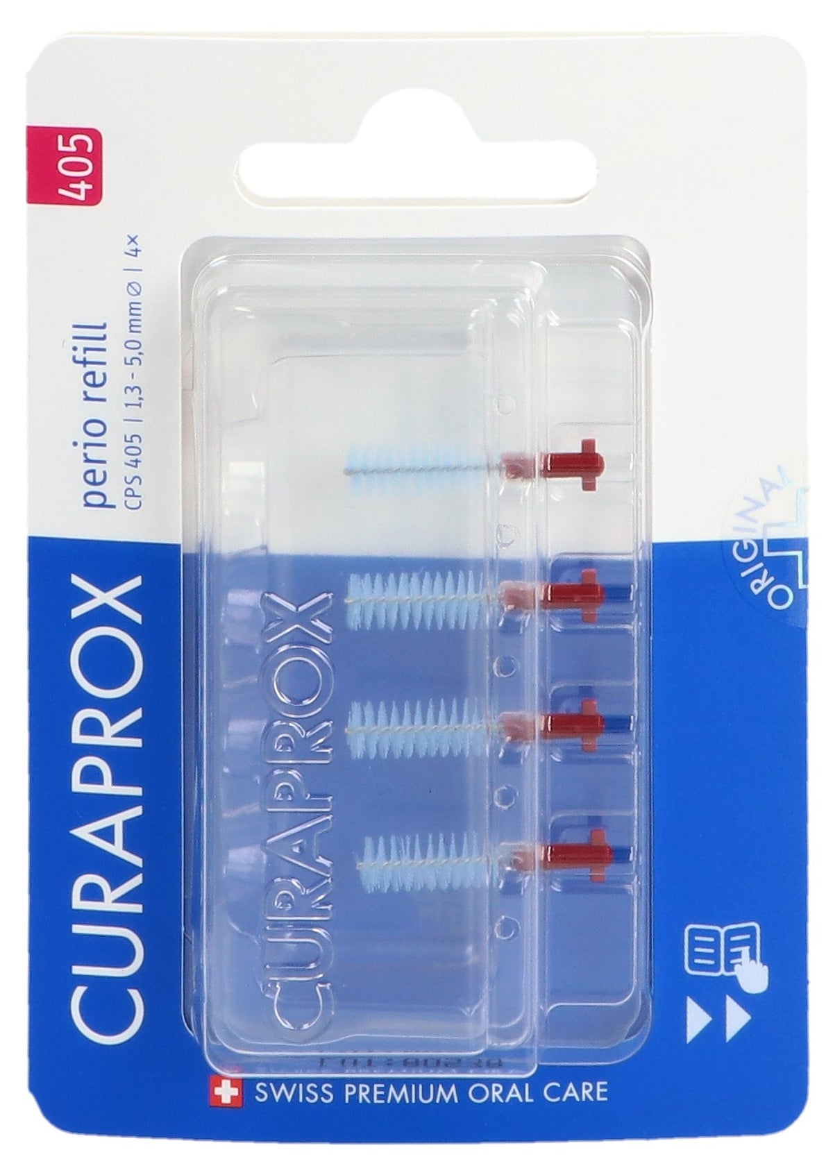 CURAPROX CPS 405 ortho Kirschrot Ersatzbürsten, Durchmesser 1.3-5mm (4 Stk)