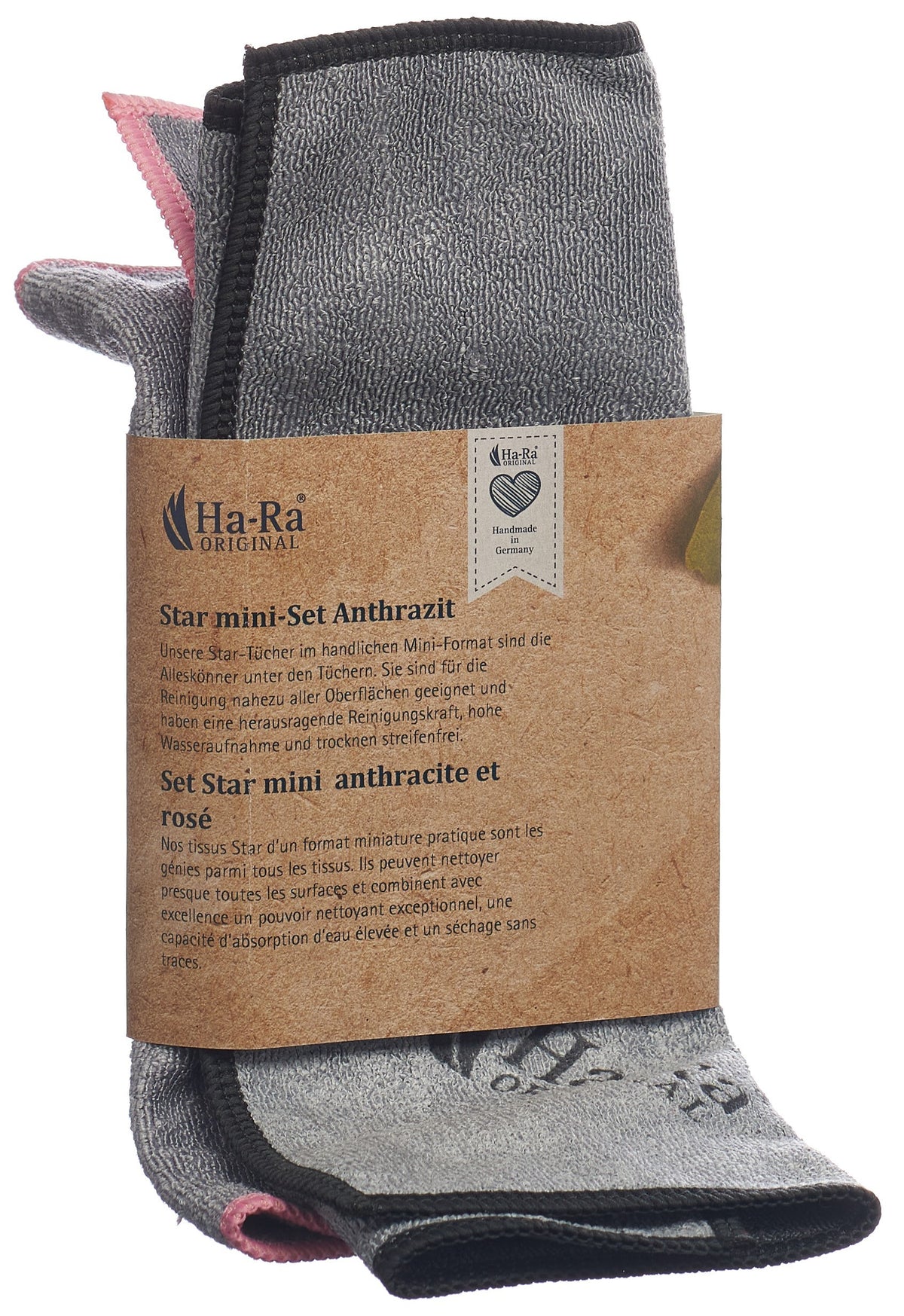 HA-RA Star-Tuch Mini Set, anthrazit + rosa (2 Stk)