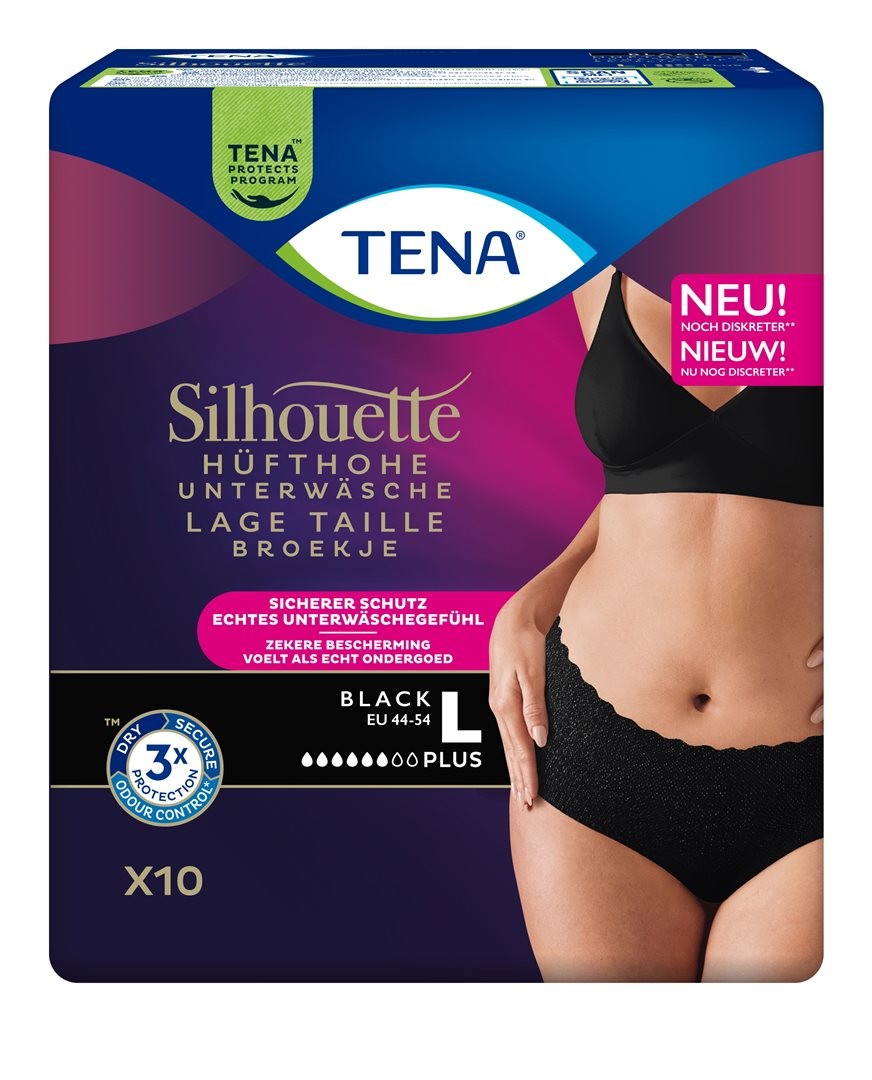 TENA Silhouette Plus L, Hüftumfang 95-125cm schwarz (10 Stk)