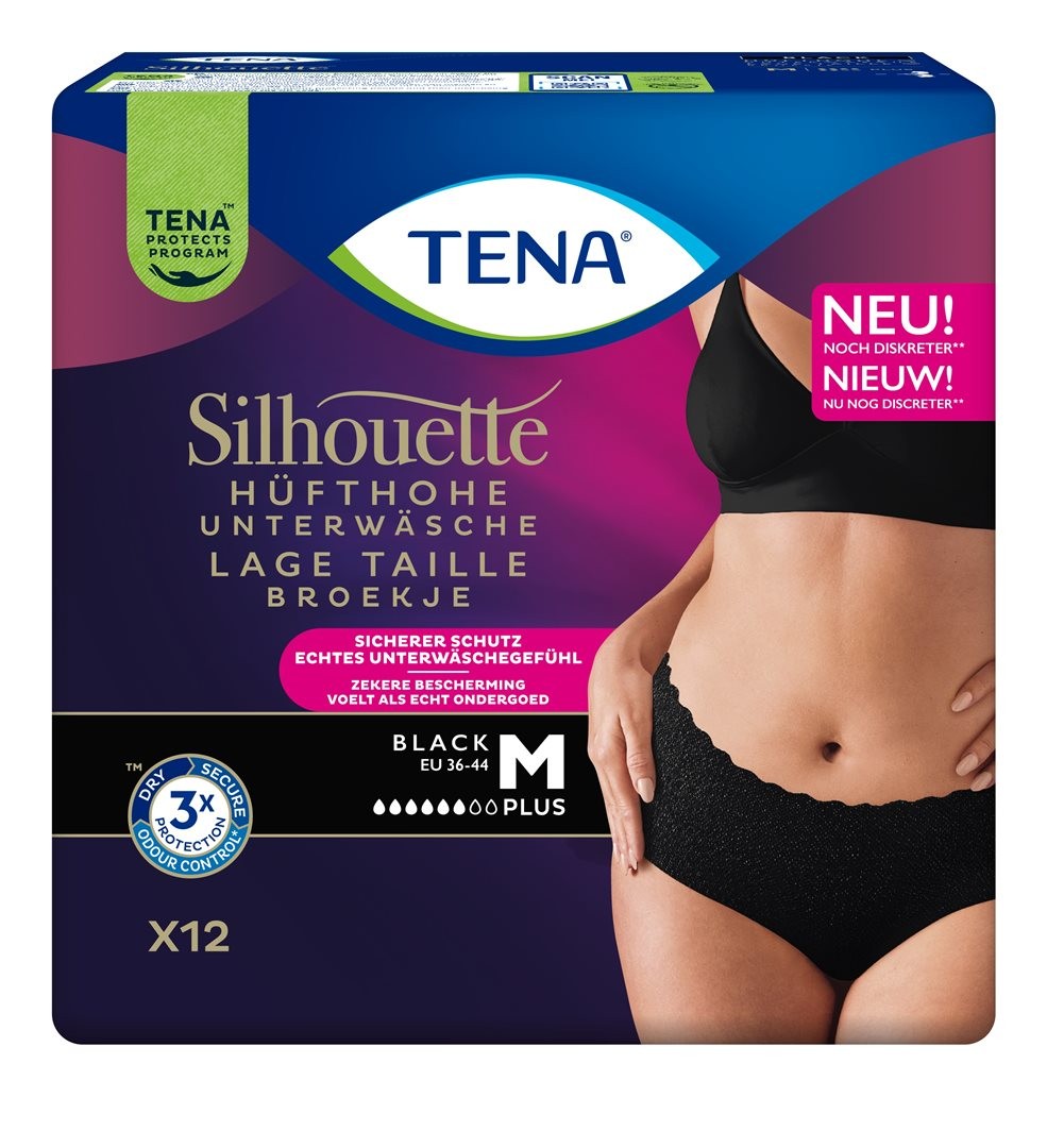 TENA Silhouette Plus M, Hüftumfang 75-100cm schwarz (12 Stk)