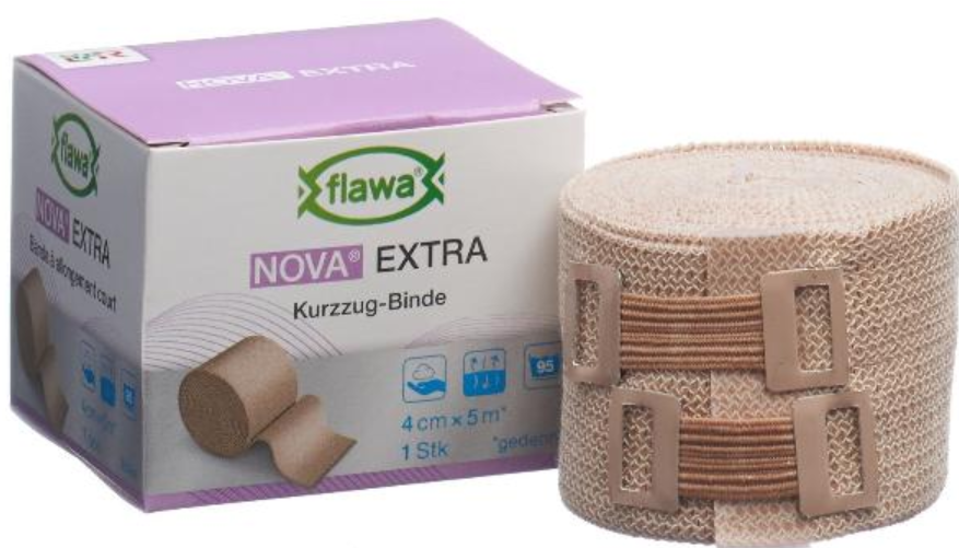 FLAWA NOVA EXTRA Kurzzugbinde Hautfarbig 4cmx5m (1Stk)