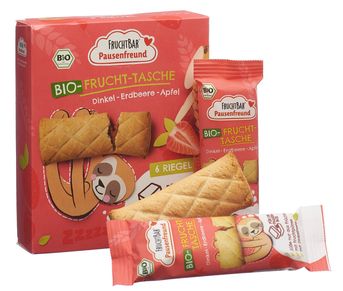 FRUCHTBAR Bio Frucht Tasche, Dinkel Erdbeere Apfel (6x22g)