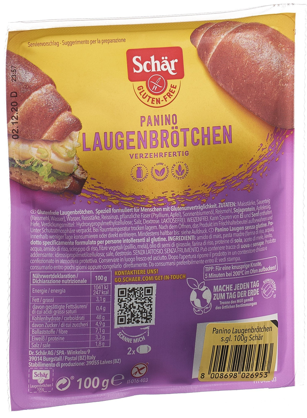 SCHÄR Laugenbrötchen glutenfrei (100g)
