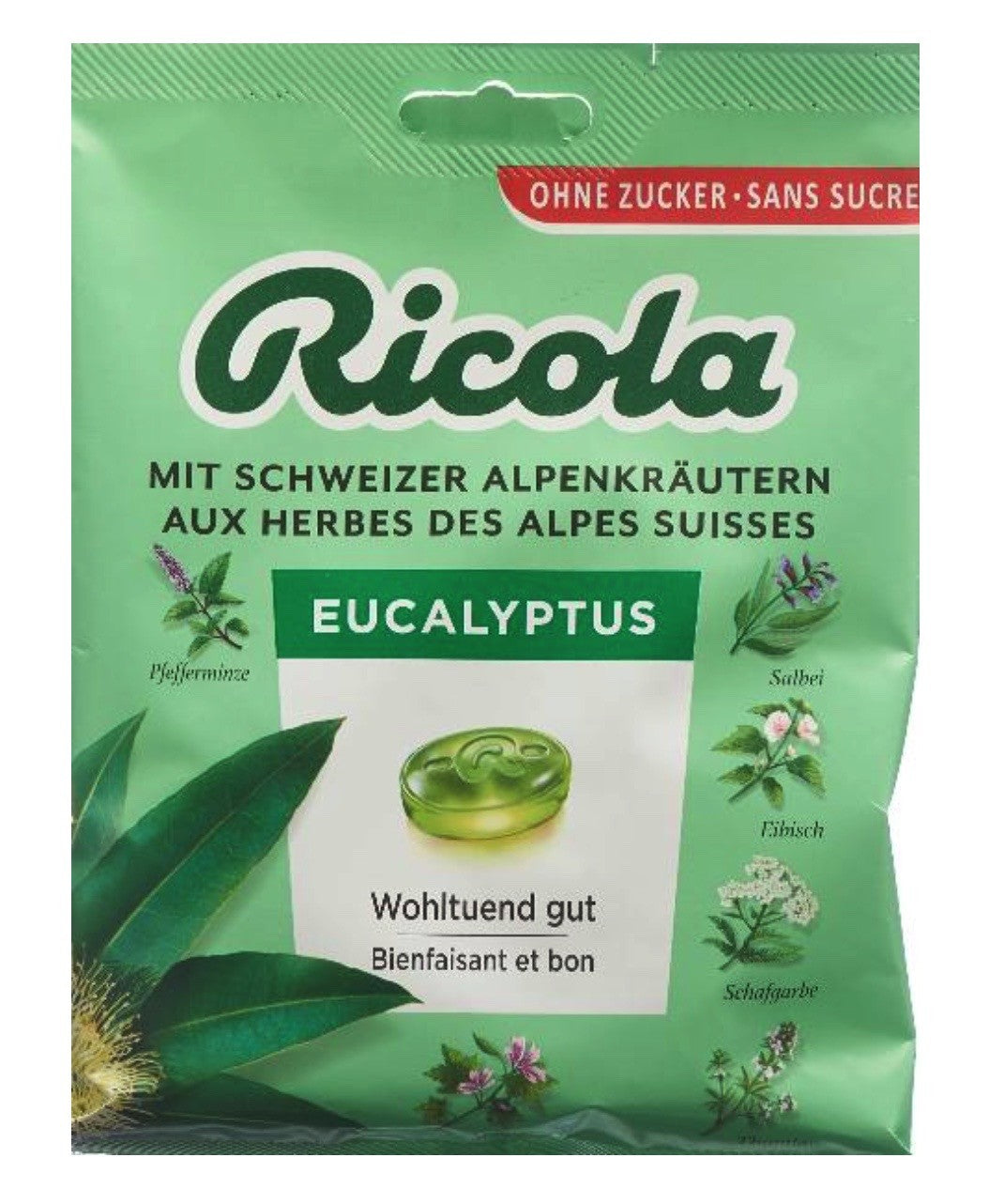 Ricola Eucalyptus Bonbons ohne Zucker (125g)