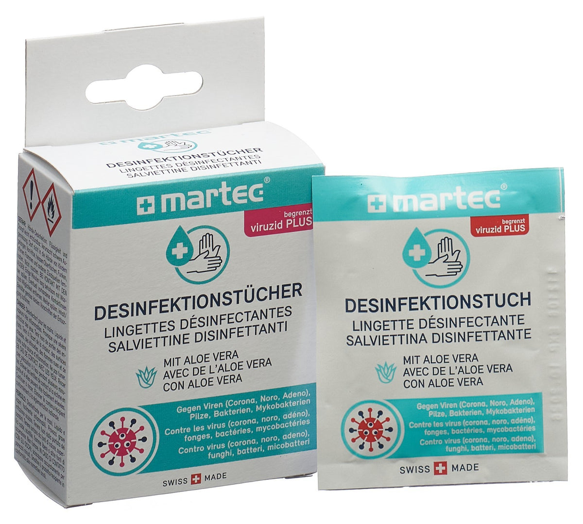 Martec Desinfektionstücher mit Aloe Vera (10 Stk)