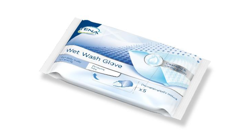Tena Wet Wash Handschuhe unparfümiert (5 Stk)