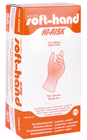 Servoprax Soft-Hand Hi-Risk Latex-Untersuchungshandschuhe, puderfrei, schmal (50 Stk)