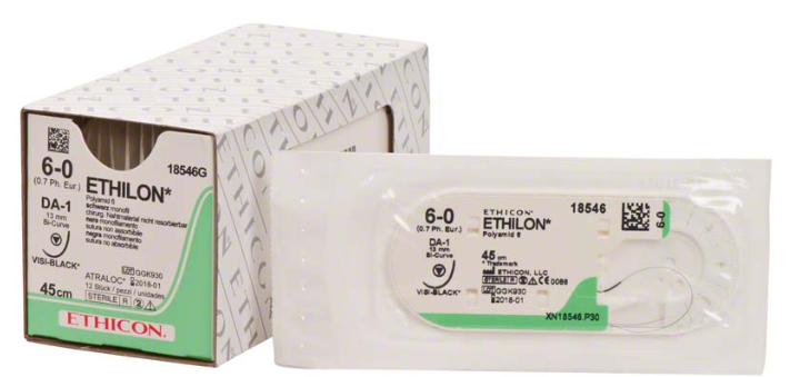 ETHILON 45cm schwarz 4-0 FS-1, Nadelstärke 1 (36 Stk)
