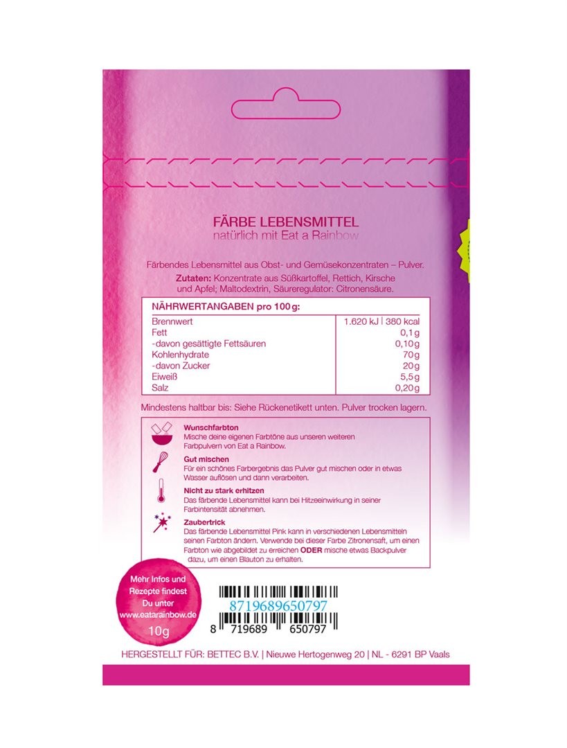 Eat a Rainbow Färbendes Lebensmittel pink (10g)